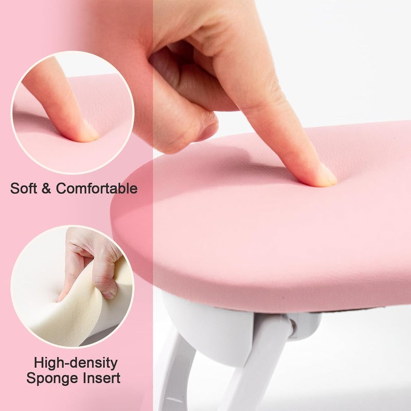 Subay Nail Arm Rest, Foldable PU Leather Manicure Hand Rest for Acrylic Nails Cushion Hand Holder, Nail Arm Rest Pillow Nail Art Tool for Nails Tech Manicure Pedicure Salon Home Use - Pink - Image 5